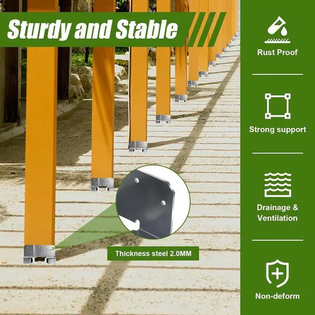 Alt view image 6 of 6 - 6PCS 6x6 Post Base for Concrete Heavy Duty Galvanized Post Anchor Base