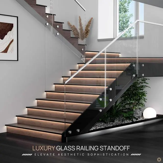 Alt view image 6 of 7 - 24 Pack Marine-Grade SS316 Solid Heavy Duty Glass Railing Standoff