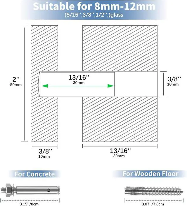 Alt view image 7 of 7 - 24 Pack Marine-Grade SS316 Solid Heavy Duty Glass Railing Standoff