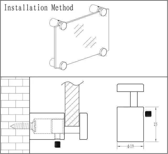 Alt view image 5 of 6 - Side Clamp Standoffs 3/4" x 1" Solid Aluminum, Edge Grip Sign Standoff for Glass, Burglarproof, Hardware for Acrylic, PVC, Glass Panel With 2 Pcs Spacers