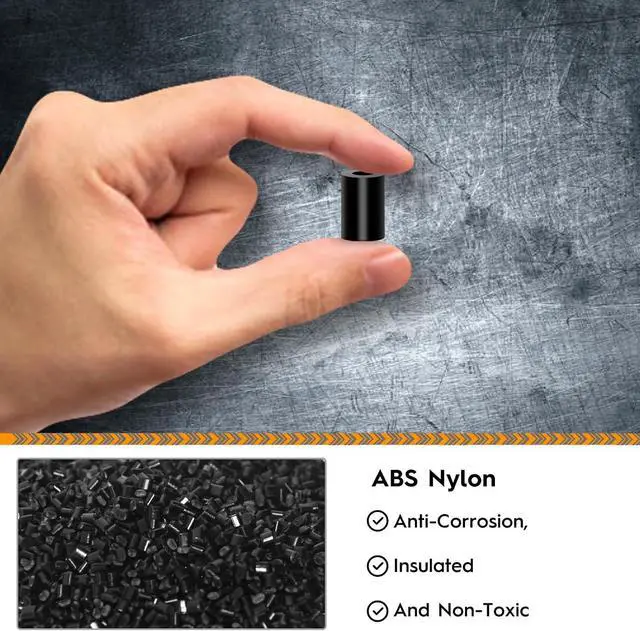 Alt view image 3 of 7 - 80pcs ABS Round Spacer Washer Assortment Kit, Standoff Mounts for M6 M8 Screws, Nylon Non Threaded Column Support Spacers with Plastic Box (Black)