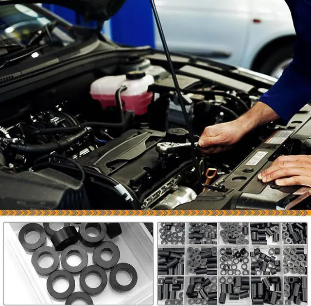 Alt view image 5 of 7 - 80pcs ABS Round Spacer Washer Assortment Kit, Standoff Mounts for M6 M8 Screws, Nylon Non Threaded Column Support Spacers with Plastic Box (Black)