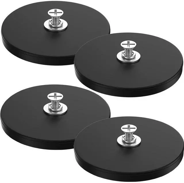 Main image of 4Pack Rubber Coated Mounting Magnets, 120LBS Bolt on Magnets with M4 Threaded Studs and Nuts, Strong Flag Neodymium Magnet Mount Base with Rubber Coating Non-Slip, Anti-Scratch