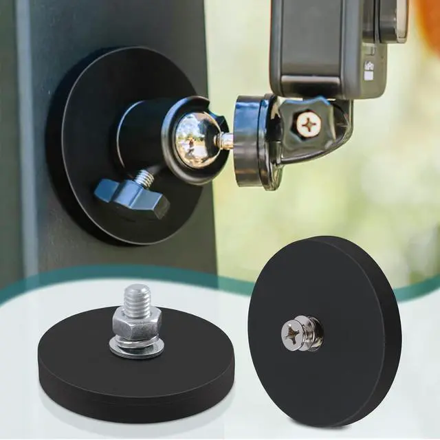 Alt view image 6 of 6 - 4Pack Rubber Coated Mounting Magnets, 120LBS Bolt on Magnets with M4 Threaded Studs and Nuts, Strong Flag Neodymium Magnet Mount Base with Rubber Coating Non-Slip, Anti-Scratch