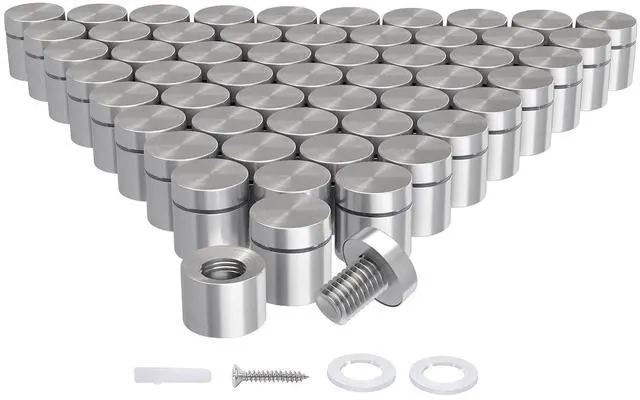 Main image of 50-Pack Standoff Screws (3/4 in. Dia x 3/4 in. L), Stainless Steel Standoff Mounting Hardware for Acrylic Signs, Silver