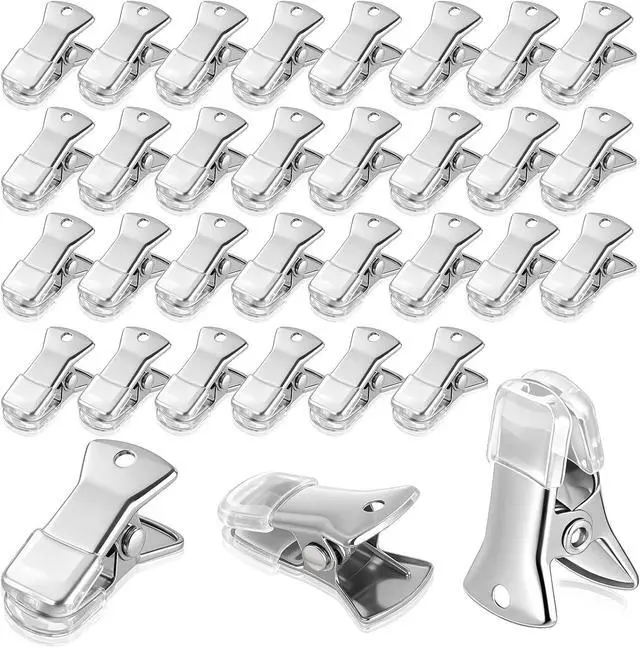 Main image of 200 Pcs 20 x 8 mm Small Metal Clips Alligator Clips for Crafts Mini DIY Sweater Clip with Non-Slip Rubber Flat Mouth Clip for Sewing Clothing Glasses Accessories (Silver,Smooth)