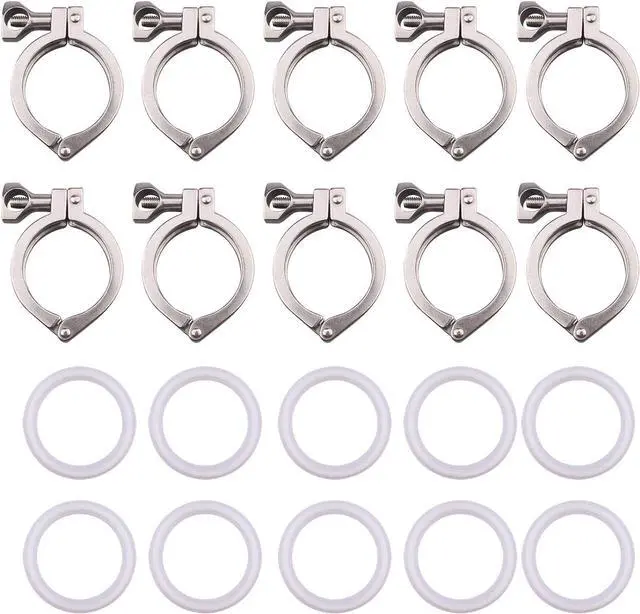 Main image of Stainless Steel 304 Single Pin Heavy Duty Tri-clamp with Wing Nut for Ferrule TC with 1 pc Silicone Gasket (2 Inch Tri-clamp Size: 10 Pack)