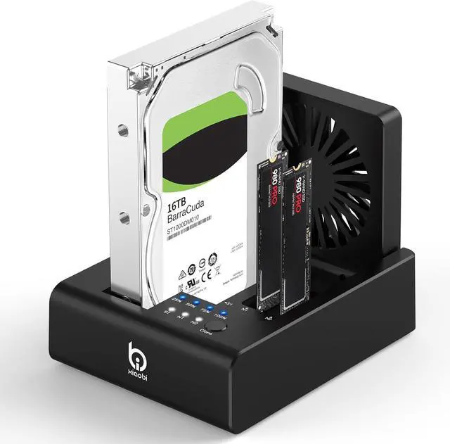Main image of M.2 NVMe & SATA Hard Drive Docking Station, USB C 10Gbps Hard Drive cloner for M.2 PCIe NVMe + SATA 2.5/3.5 HDD Converter, Offline Cloning, Tool-Free, Cooling Fan