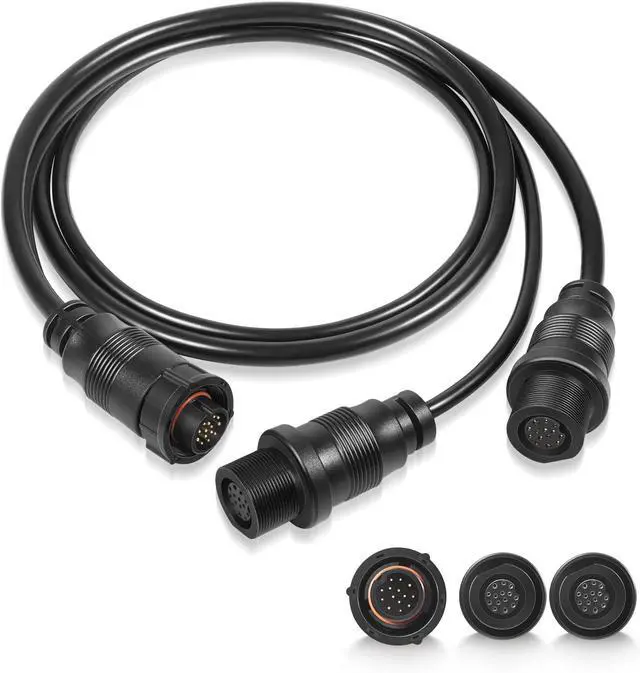 Main image of 14 M ID SIDB Y Splitter Cable 720111-1 for Humminbird SOLIX/APEX/XPLORE Fish Finders, Connects Side Imaging & 2D Transducers, Supports Airmar Transducer ID, 30-Inch Marine-Grade Y Splitter Cable