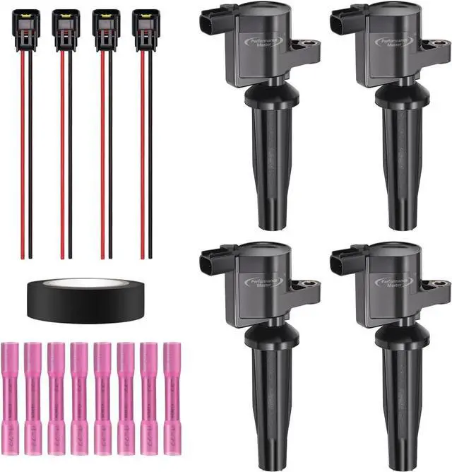 Main image of Set of 4 Ignition Coils & Pigtail Connector Wiring Harness Kit Compatible with Ford Escape Focus Mazda 3 Tribute Mercury Mariner 2.0L 2.3L Replacement for DG507 DG541 C1453