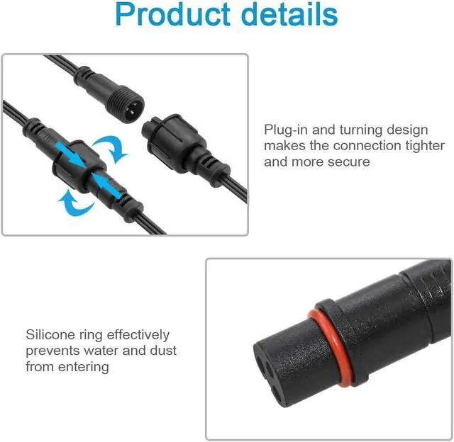 Alt view image 3 of 7 - 3 Pin Xconnect Pigtail Waterproof Electrical Connectors 18AWG 6in/15cm Compatible with ASIN B0923SDR5T B0CM95W84B B0CW9NQ12K B0CM976SKW for WS2811 Outdoor Halloween Christmas Lights(10-Pair)