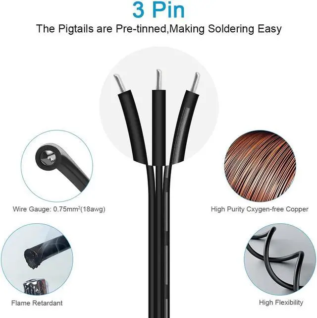 Alt view image 4 of 7 - 3 Pin Xconnect Pigtail Waterproof Electrical Connectors 18AWG 6in/15cm Compatible with ASIN B0923SDR5T B0CM95W84B B0CW9NQ12K B0CM976SKW for WS2811 Outdoor Halloween Christmas Lights(10-Pair)
