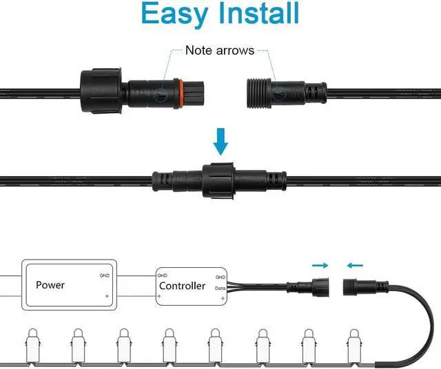 Alt view image 6 of 7 - 3 Pin Xconnect Pigtail Waterproof Electrical Connectors 18AWG 6in/15cm Compatible with ASIN B0923SDR5T B0CM95W84B B0CW9NQ12K B0CM976SKW for WS2811 Outdoor Halloween Christmas Lights(10-Pair)