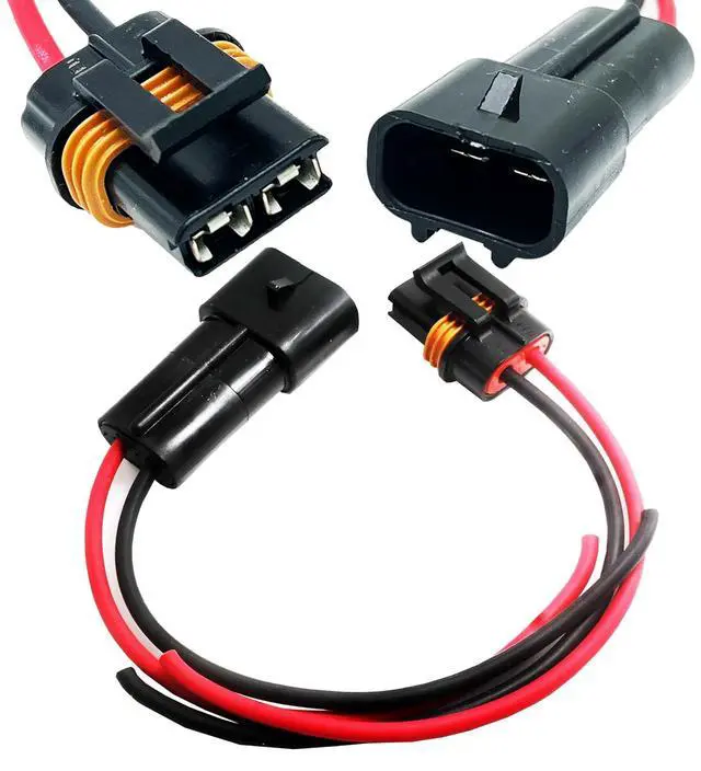 Alt view image 2 of 5 - 3-Pack (Male to Female Pigtail 12 GA) Metri-Pack 630 Series, 2-Pin 43 Amp, Connector Harness Multi-Purpose
