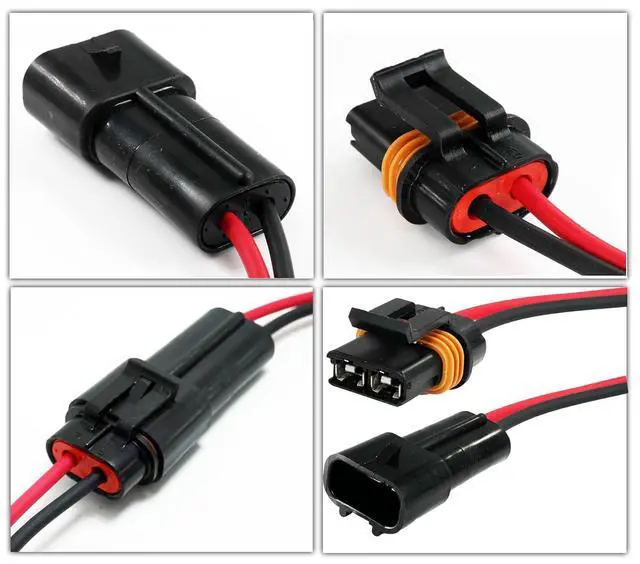 Alt view image 4 of 5 - 3-Pack (Male to Female Pigtail 12 GA) Metri-Pack 630 Series, 2-Pin 43 Amp, Connector Harness Multi-Purpose