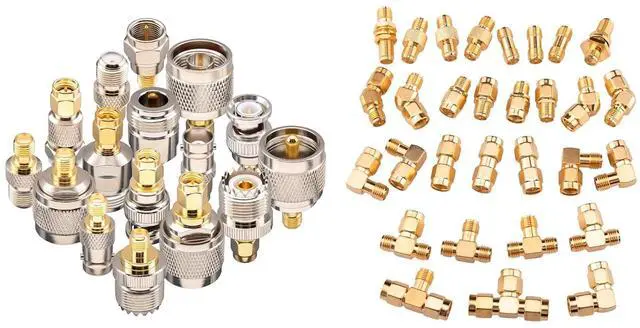 Main image of 16 Type Set RF Coaxial FPV Connector Kit SMA to BNC UHF F N Type Connectors Kit & SMA Connectors Kit 30 Type SMA RP-SMA Male Female Adapter T-Type 90° 45° Straight SMA Adapter Goldplated Brass