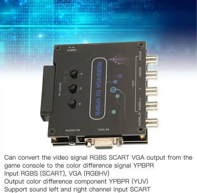 Alt view image 3 of 7 - RGBS VGA SCART to YPBPR Component Converter, Color Difference Component, Support Sound Left and Right Channel Input SCART