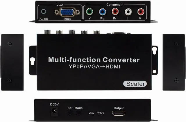 Main image of YPbPr RGB/ 5 RCA Component/VGA to HDMI Converter with Audio3.5mm- PC to HDMI,Support 1080p 60/50Hz,720p 60/50Hz Scaler Converter for PC Laptop Display Computer Projector