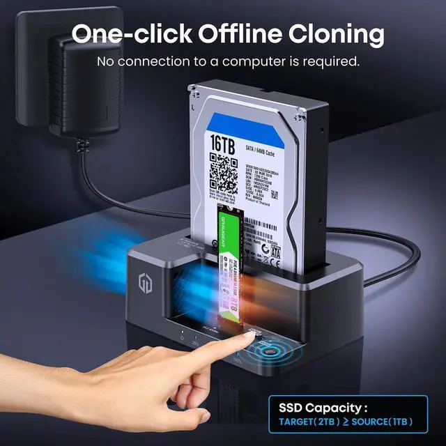Alt view image 5 of 7 - M.2 NVMe & SATA HDD Hard Drive Docking Station, USB-C 10Gbps NVMe Reader, SATA to NVMe M.2 Cloner, 3.5/2.5 inch SATA SSD Enclosure Clone Station, Dual Bay Offline Clone