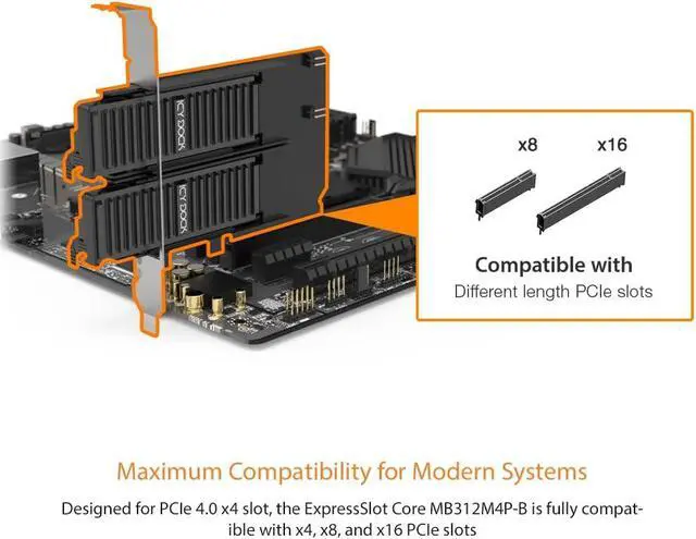 Alt view image 6 of 7 - Removable Dual M.2 NVMe SSD to PCIe 4.0 x8 Mobile Rack Adapter Card for PCIe Expansion Slot