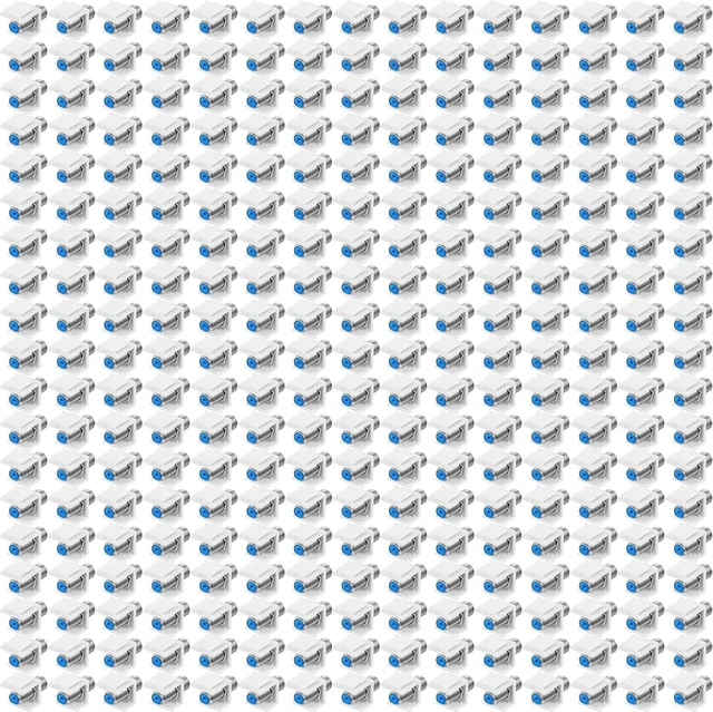 Main image of 300 Pcs F-Type RG6 Coaxial Cable Connectors, Trapezoidal Keystone Jack Inserts, Blue Inner Core Female to Female, Screw-Type for Wall Plate (Silver)