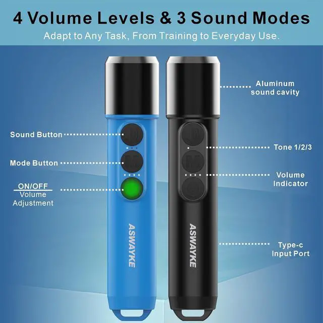 Alt view image 4 of 7 - Electronic Whistle Set of 2-125dB Loud Rechargeable Whistle, Type-C Charging, 4-Level Volume, IPX5 Waterproof for Coaches, Referees, Basketball & Dog Training