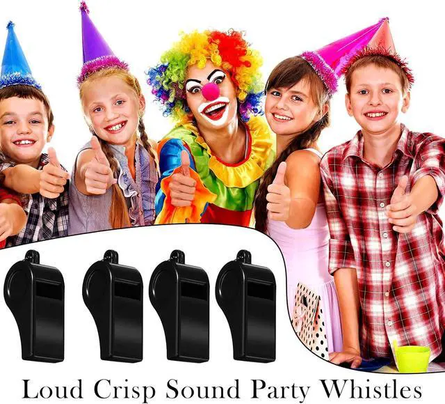 Alt view image 6 of 7 - 200 Pack Plastic Whistles with Lanyard Bulk Black Coach Whistles Referees Whistles Loud Crisp Sound Whistles for School Student Training Emergency Sports Party Fillers