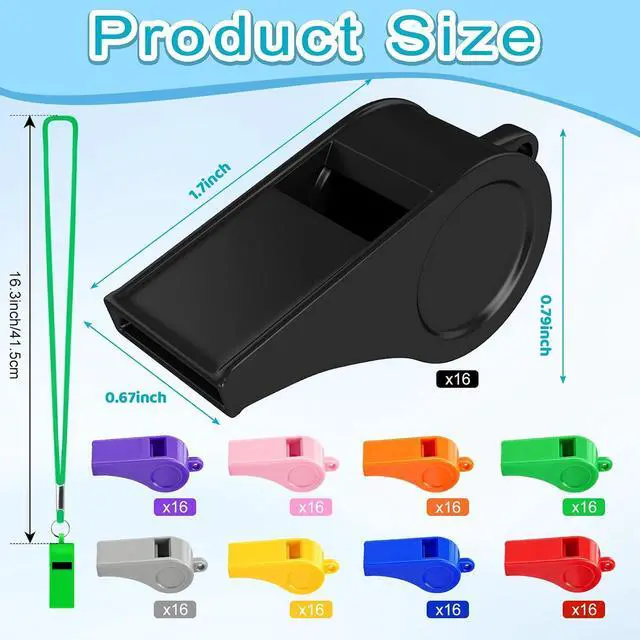 Alt view image 2 of 6 - 144 PCS Plastic Whistle for Coach with Lanyard Loud Crisp Sound Sports Referee Whistle Bulk for Adults Coaches Referees Teachers Officials Polices School Emergency Dog Training Lifeguard