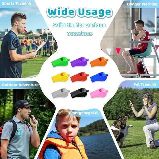 Alt view image 4 of 6 - 144 PCS Plastic Whistle for Coach with Lanyard Loud Crisp Sound Sports Referee Whistle Bulk for Adults Coaches Referees Teachers Officials Polices School Emergency Dog Training Lifeguard