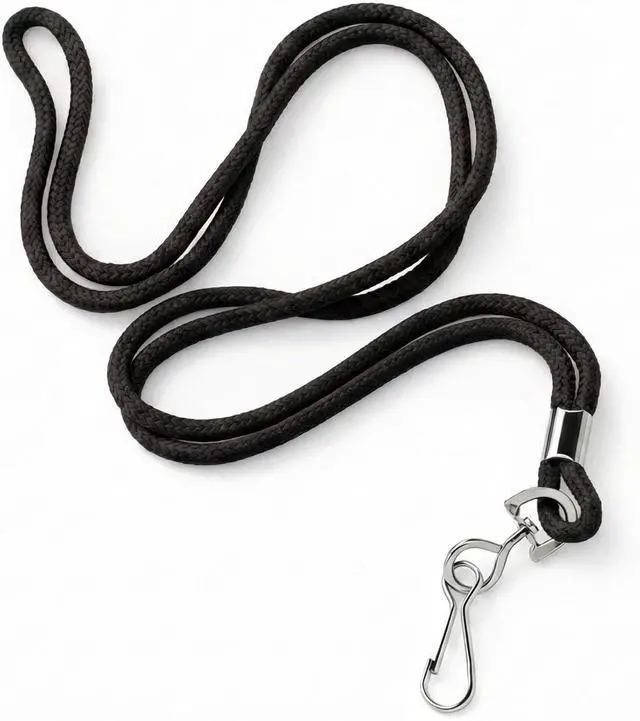 Alt view image 4 of 7 - 100 Pack - Black Lanyard with Swivel Hook - Basic, Round, Thin Braided Non-Breakaway Neck Strap Cord for School Name Tag, Office I'd Card, Keychain, Referee Whistle and More