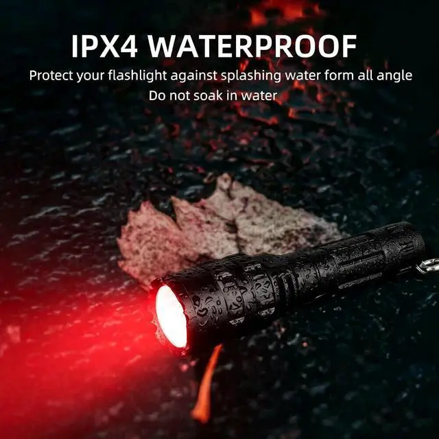 Alt view image 7 of 7 - Red Light Hunting Flashlight 1200 Lumens LED Hog Coyote Varmint Predator Light Tactical Lights Rechargeable 5 Modes with Picatinny Rail Mount, Pressure Switch