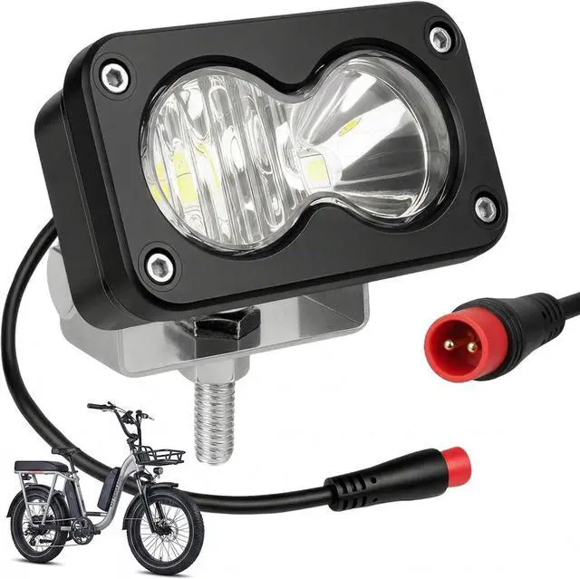 Main image of Ebike Headlight 20W Baja Style Light for Rad Power Bikes Off-Road Pod Light with Red 2-Pin Julet Connector Plug and Play 12V-60V Waterproof Front Lamp Compatible with RadRover RadRunner