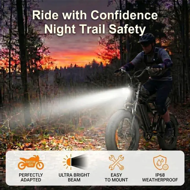 Alt view image 2 of 7 - Ebike Headlight 20W Baja Style Light for Rad Power Bikes Off-Road Pod Light with Red 2-Pin Julet Connector Plug and Play 12V-60V Waterproof Front Lamp Compatible with RadRover RadRunner