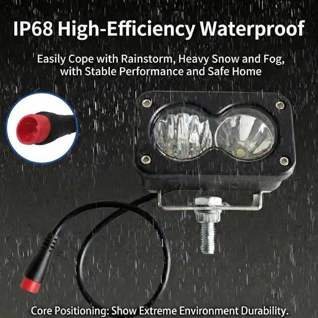 Alt view image 6 of 7 - Ebike Headlight 20W Baja Style Light for Rad Power Bikes Off-Road Pod Light with Red 2-Pin Julet Connector Plug and Play 12V-60V Waterproof Front Lamp Compatible with RadRover RadRunner