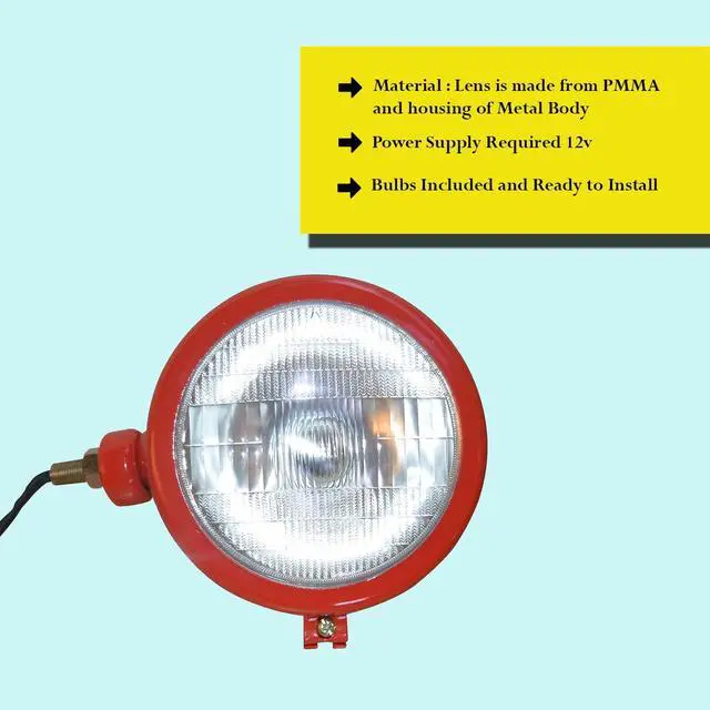 Alt view image 3 of 7 - Red Tractor Headlights Assemblies Headlamp Lights 12v Bulbs compatible with David Brown 700 800 900 1200 1400 Ford 2000,3000 9N, 2N, 8N, NAA, MF 35 35X 65 765