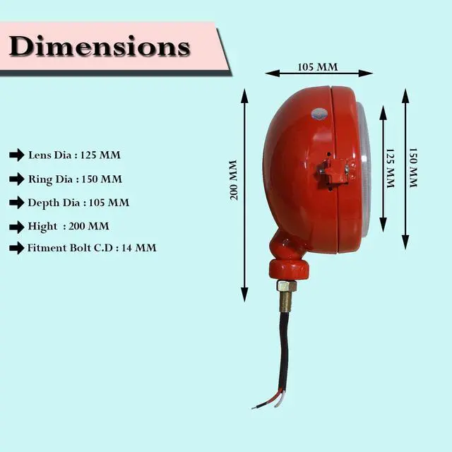 Alt view image 5 of 7 - Red Tractor Headlights Assemblies Headlamp Lights 12v Bulbs compatible with David Brown 700 800 900 1200 1400 Ford 2000,3000 9N, 2N, 8N, NAA, MF 35 35X 65 765