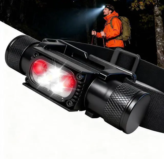 Main image of Headlamp LED Rechargeable - 1600 Lumen Super Bright USB Rechargeable Headlight - IP65 Waterproof Head Lamp with 10 Modes for Outdoor Hiking,Camping,Fishing(H35pro-White & Red)