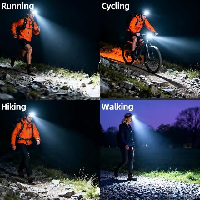 Alt view image 6 of 7 - Headlamp LED Rechargeable - 1600 Lumen Super Bright USB Rechargeable Headlight - IP65 Waterproof Head Lamp with 10 Modes for Outdoor Hiking,Camping,Fishing(H35pro-White & Red)