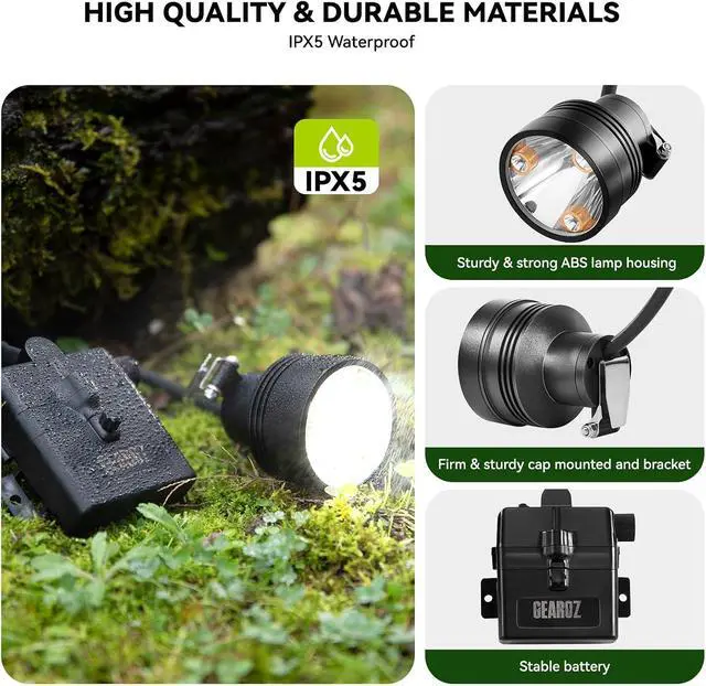 Alt view image 4 of 7 - 10W Coon Hunting Lights, 45000 Lux Rechargeable Hunter Headlamp