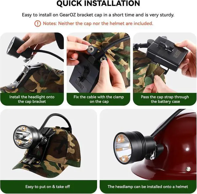 Alt view image 6 of 7 - 10W Coon Hunting Lights, 45000 Lux Rechargeable Hunter Headlamp