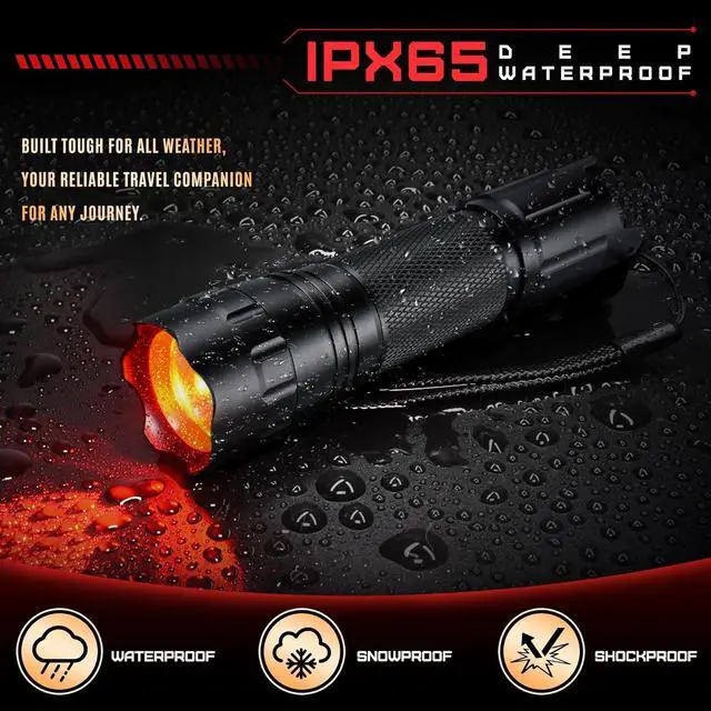 Alt view image 6 of 6 - Red Light LED Flashlight Tactical Stepless Dimming, Flood/Spot Portable Handheld Redlight for Night Hunting, Camping, Observation, Fishing, Astronomy, Rescue, Stargazin