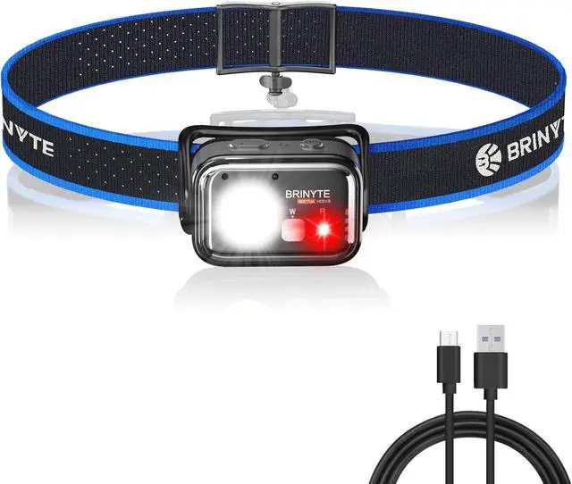 Main image of HC01 1000 Lumen Rechargeable Headlamp USB-C Dual Power LED Headlight with Red Light AAA Backup, Lightweight Hard Hat Light for Camping Essentials & Hunting Gear