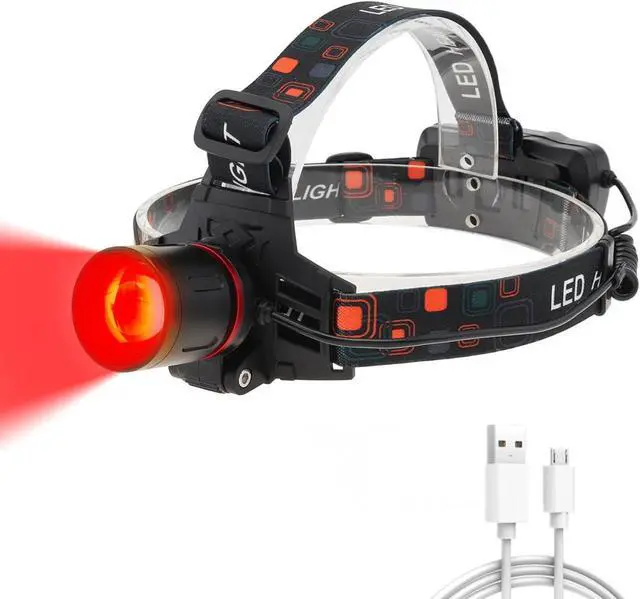 Main image of Red Light Headlamp, Rechargeable Red Hunting Lights Headlight with 3 Lighting Modes, Zoomable, IPX4 Water Resistance Red Coyote Predator Light for Astronomy, Stargazing, Night Observation