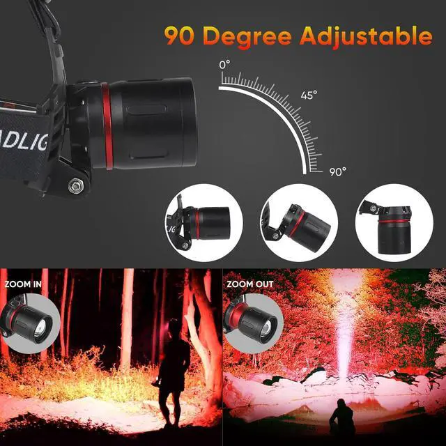 Alt view image 4 of 7 - Red Light Headlamp, Rechargeable Red Hunting Lights Headlight with 3 Lighting Modes, Zoomable, IPX4 Water Resistance Red Coyote Predator Light for Astronomy, Stargazing, Night Observation
