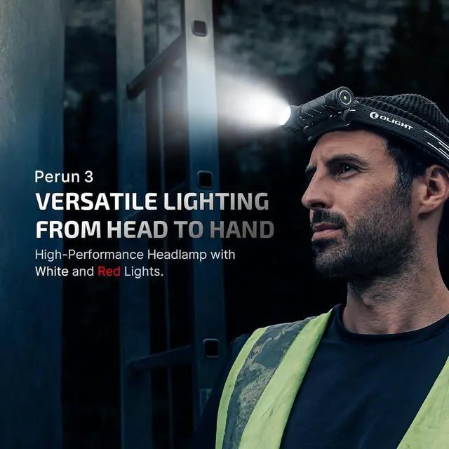 Alt view image 2 of 7 - Perun 3 Rechargeable Headlamp Flashlight, 3000 Lumens LED Headlight with Red Light, Waterproof Head Lamp with Headband for Outdoor Camping, Hiking, Working (OD Green)