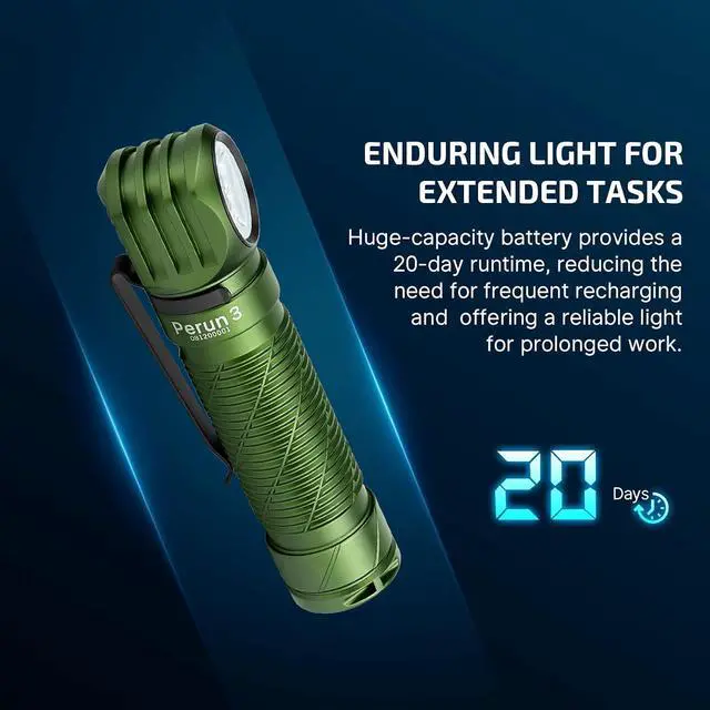 Alt view image 4 of 7 - Perun 3 Rechargeable Headlamp Flashlight, 3000 Lumens LED Headlight with Red Light, Waterproof Head Lamp with Headband for Outdoor Camping, Hiking, Working (OD Green)