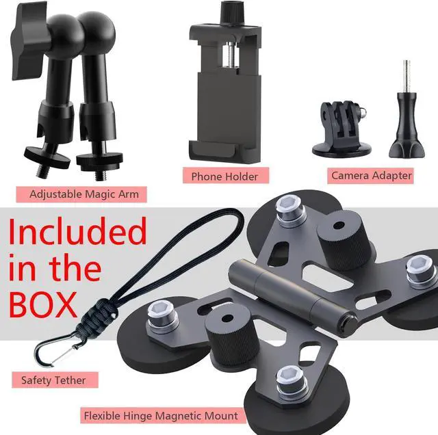 Alt view image 3 of 6 - Magnetic Cell Phone Fence Mount for Universal Compatibility with Mevo Start, iPhone, GoPro & Action Cameras, Adjustable Arm with 360 Movement, Secure Magnetic Grip (Black)