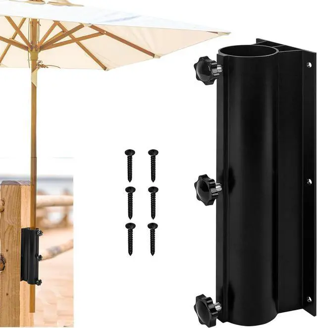 Main image of Patio Umbrella Mount Holder, Adjustable Deck Umbrella Mount Bracket, Black Aluminum Railing Mount