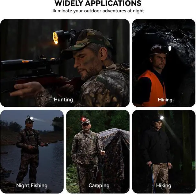 Alt view image 7 of 7 - 10W Coon Hunting Lights, 45000 Lux Rechargeable Hunter Headlamp