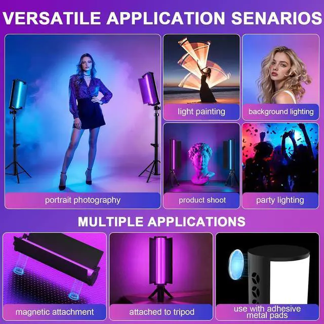Alt view image 5 of 7 - Magnetic RGB Light Wand, Handheld LED Video Light Stick with Diffuser, 18009000K CCT & 360° Full Color, CRI95+, 20 Effects, Type-C Rechargeable Tube Light for TikTok YouTube Vlog Live Streaming